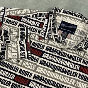 Wrangler AOP Brushpopper Button Up Shirt Large All Over Print Cowboy George